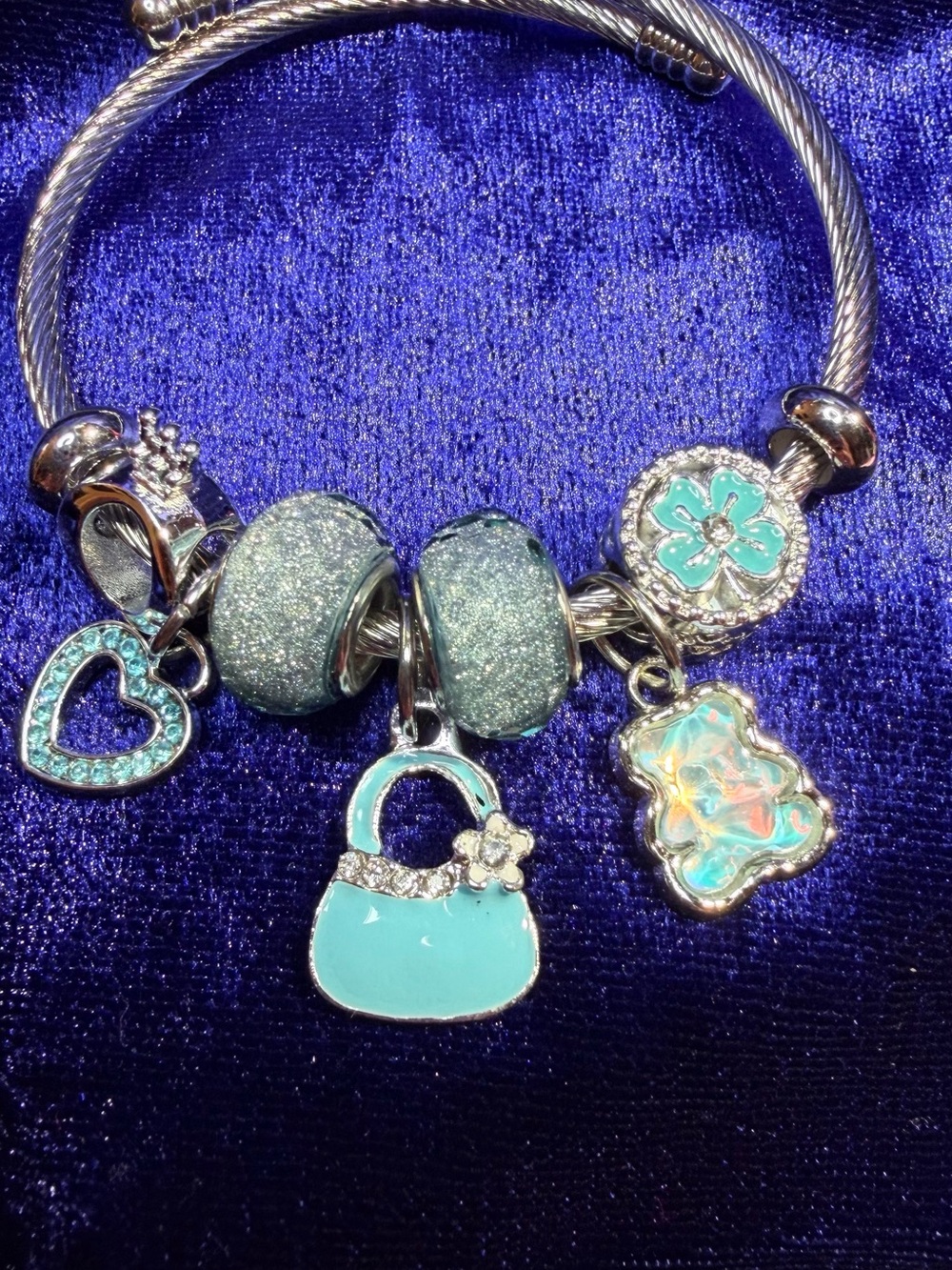 New Turquoise Charm Bracelet with Enamel Charms